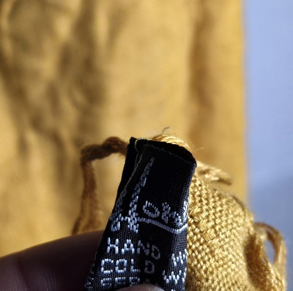 Honey Mustard Yellow Gold Woven  Rayon Fringe Scarf,  69” X 12”    2” Fringe - Picture 4 of 4